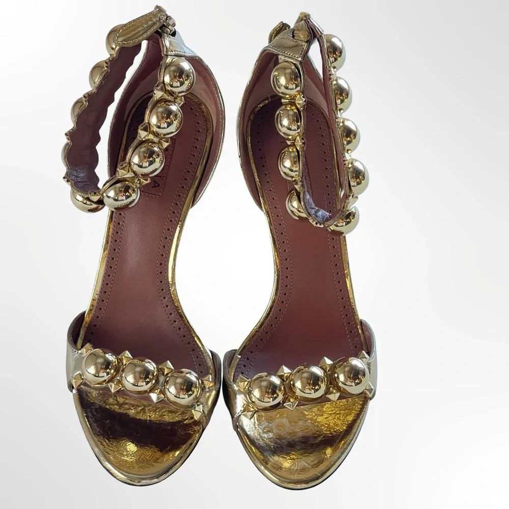 ALAIA La Bombe Elegant Gold Women's Heels NWOT size 36 1/2 - 6.5 - Picture 4 of 10